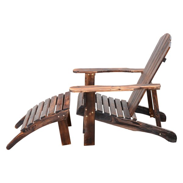 Wood Adirondack Chair With Ottoman 